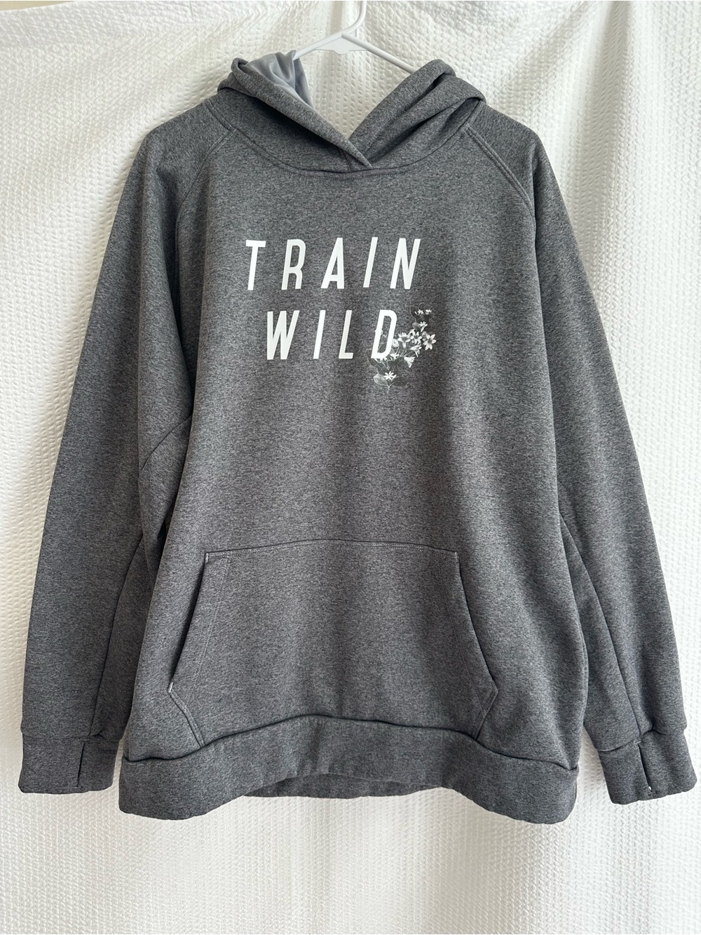 The North Face Train Wild Gray Floral Fleece Pullover Graphic Hoodie Womens XL